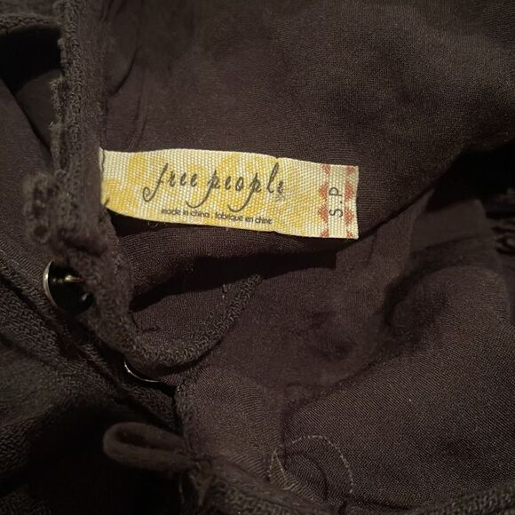 Free People Maribelle Crochet Button Back Sleeveless Black Mini Dress Sz S - Picture 9 of 11